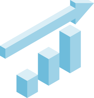 A 3D bar graph with three ascending bars and an upward-pointing arrow, symbolizing growth or increase, embodies the essence of Triple Ring Technologies' forward-thinking innovations.